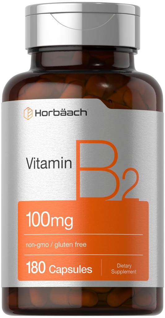 ホラボラチンビタミンB2 100mg | 180カプセル | リボフラビンサプリメント | 非GMO&グルテンフリー