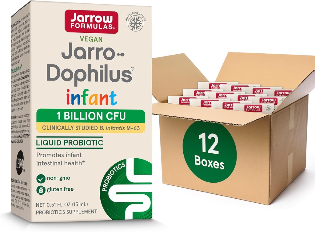 ジャローフォーミュラジャロ-Dophilusインファント液体プロバイオティクス、栄養補助食品、乳児のための腸の健康サポート、給餌1億CFU、0.51 Fl Oz、30日の供給、(12パック)