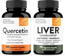 SandhuのQuercetin 1000mg & Liver Cleanse & Detoxカプセル|免疫、肝臓の健康サポート、解毒|非GMO