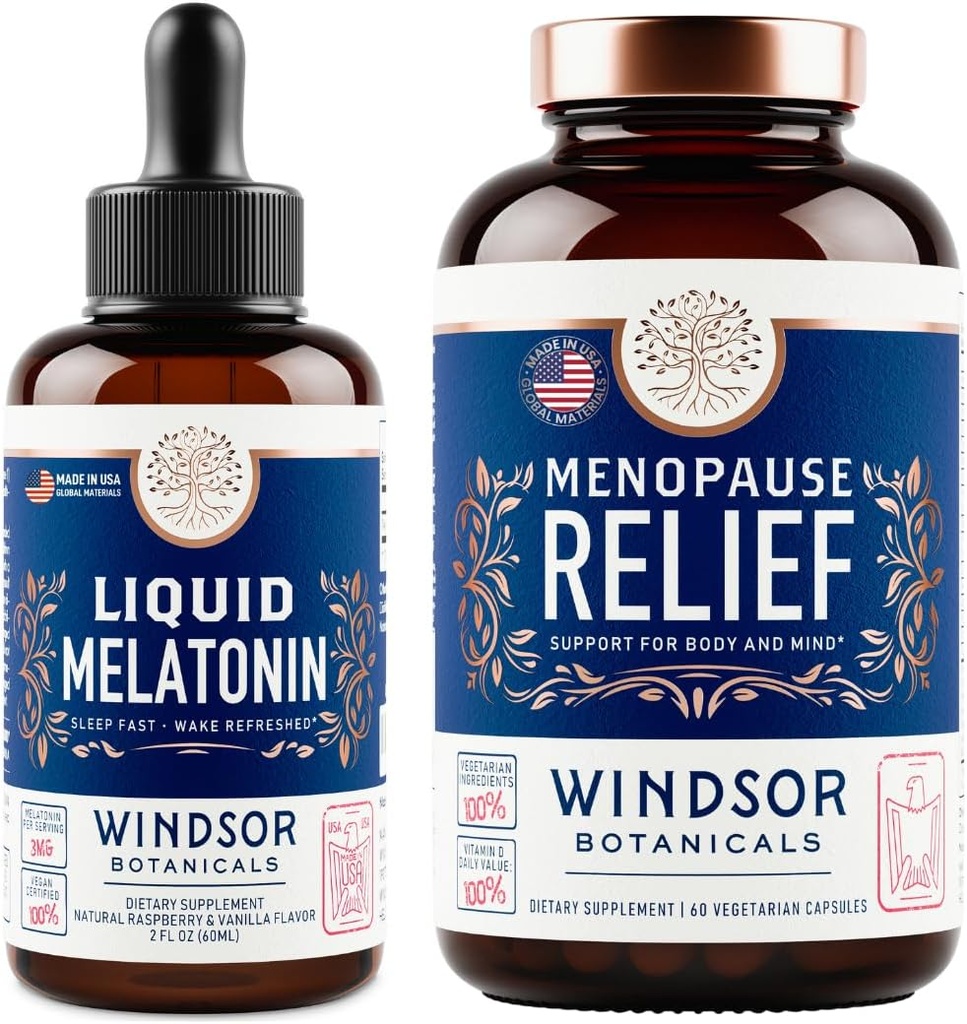 WINDSOR BOTANICALSの更年期のMultivitaminおよび液体のMelatonin 3mg -女性の健康サポート 束