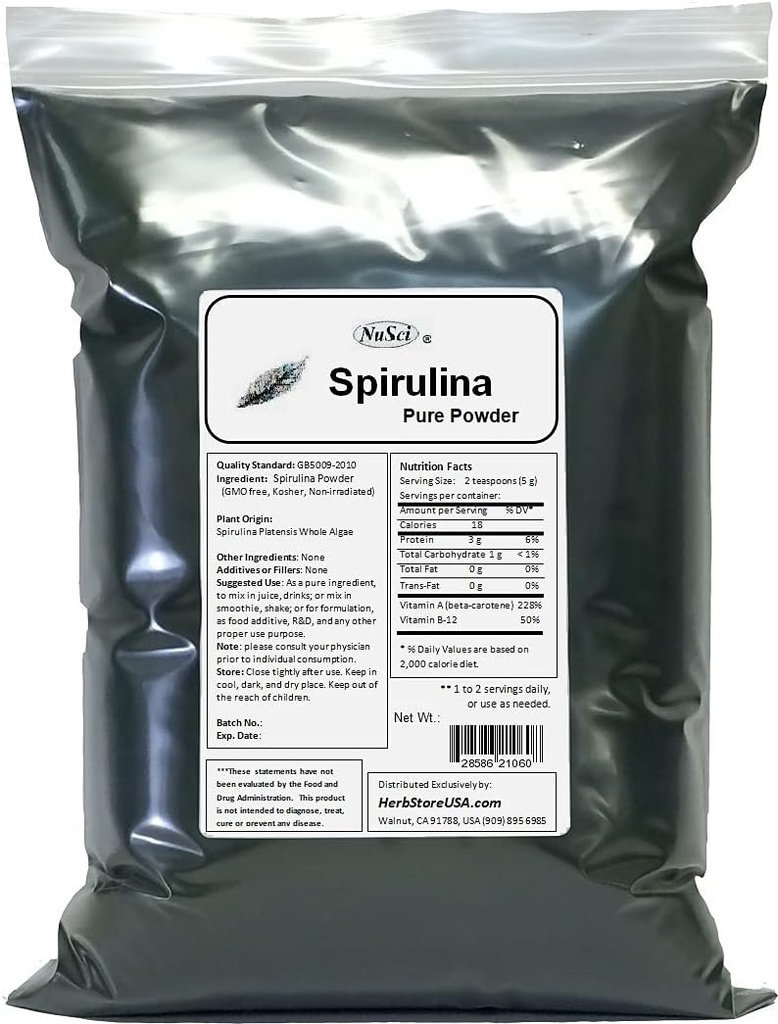 100%の純粋なSpirulinaの粉の新エネルギー非照射される(2000グラム(4.4ポンド))