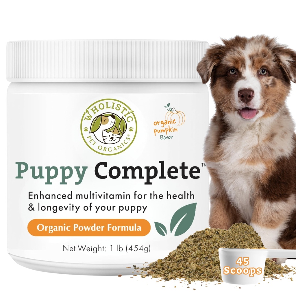 wholistic ペット オーガニック 子犬の完全 - 犬のマルチビタミン - 1 Lb - 毎日の犬のビタミン & 自家製食品のサプリメント - 免疫システム、皮膚、コート&全体的な健康 - 小さくて大きな繁殖の子犬
