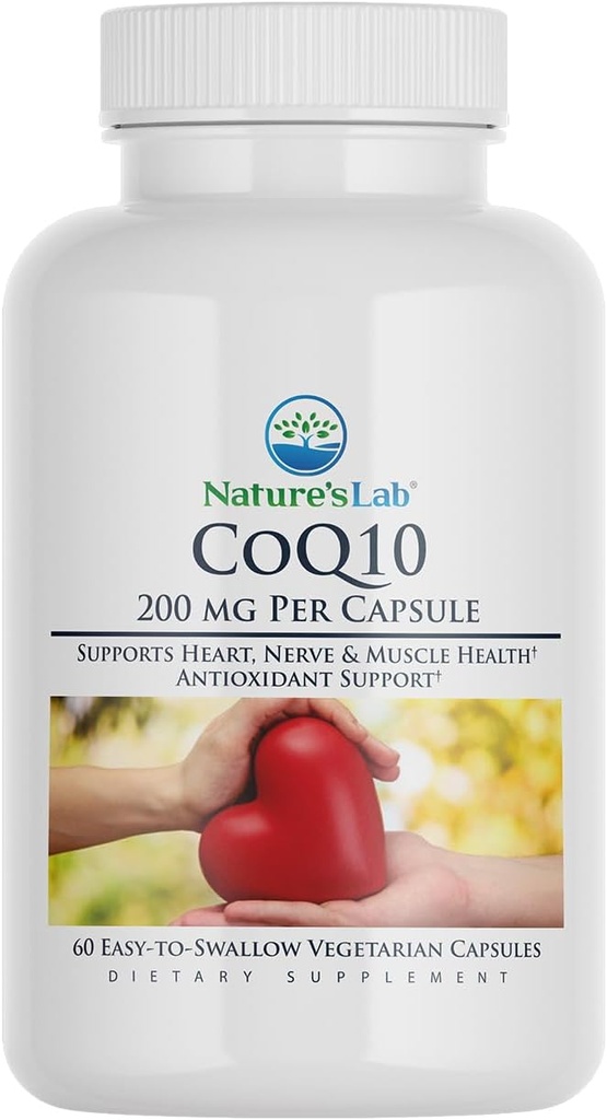 Nature's Lab CoQ10 200mg栄養補助食品 - 心臓、神経、筋肉の健康をサポート* - 60カウント(2ヶ月の供給)