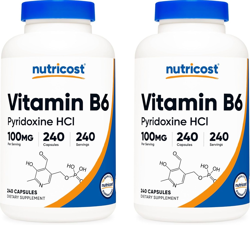 NutricostビタミンB6(ピリドキシンHCl)100mg、240カプセル(2本)