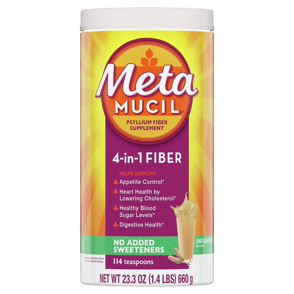 Metamucil、Psylliumの殻の粉、無添加の甘味料、114のサービング、4in-1繊維の補足、4日のPsylliumの殻繊維の粉は規則性を促進することによって消化の健康を支えます*
