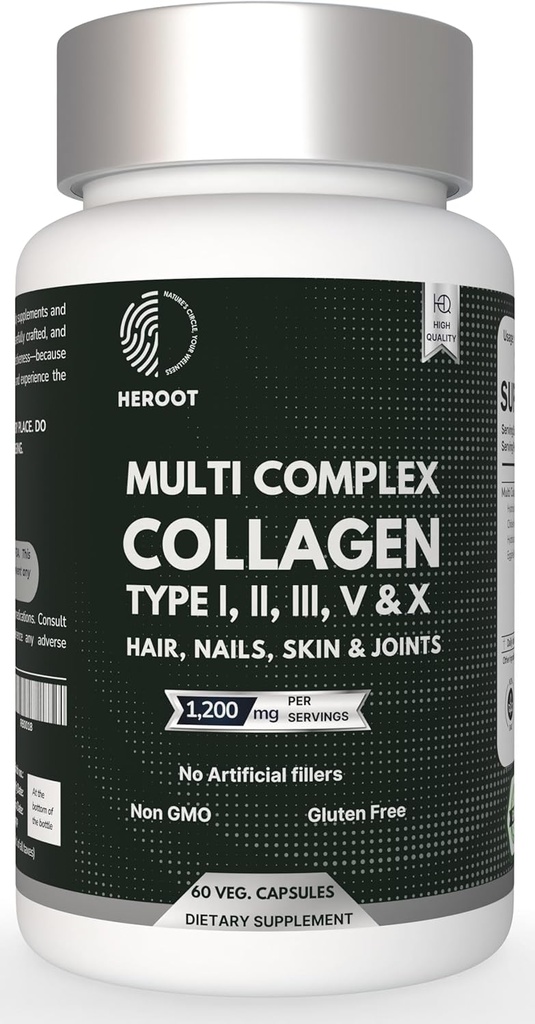 Plant-Based Collagen 500mg Skin, Hair and Nails Supplement | 120 Capsules | USDA Certified | Skin Brightening