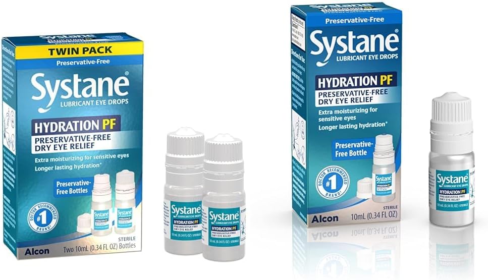 Systane の水和の複数の線量の防腐剤なしの目の低下の乾燥した目の救助のツイン パック (2x10ml)及び水和 Pf の潤滑油の目の低下 10ml