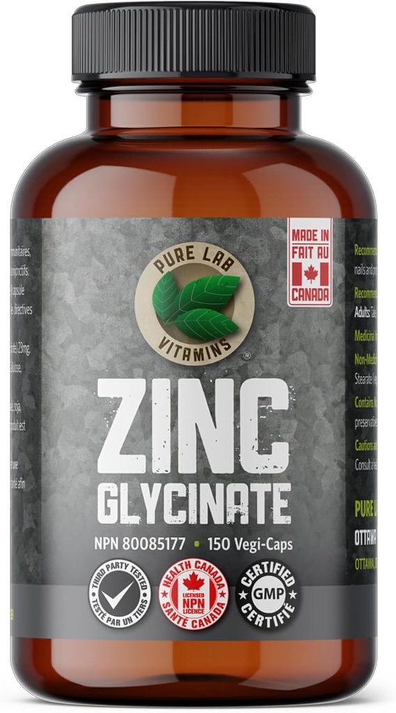 亜鉛Glycinate 23のmgの補足-純粋な実験室のビタミンによる150のビーガン帽子-健康な皮及び釘のためのアミノ酸の塩-サポート免疫システム、前立腺、視野-カナダで作られる