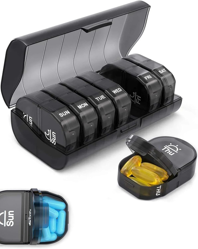 週刊ピルオーガナイザー、7日AM / PM薬用プランナーBPAフリービタミンオーガナイザーカプセルケース14コンパートメント、関節炎友好的な薬用ピル容器ビタミン