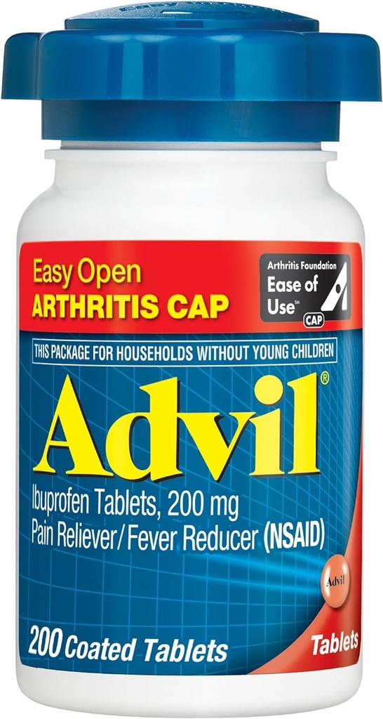 Advil (200の計算)容易な開いた関節炎の帽子の痛みのReliever/Feverの減力剤の上塗を施してあるタブレット、200mg Ibuprofenの一時的な痛みの軽減