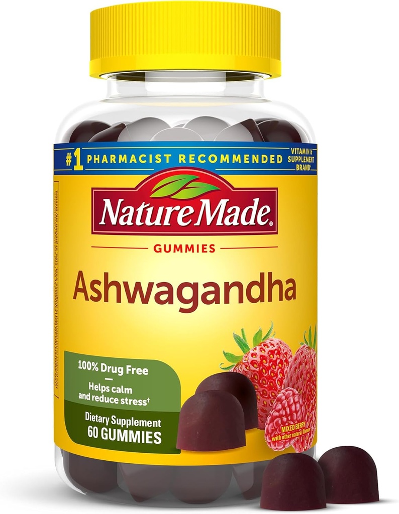 Nature Made Ashwagandha Gummies, ヴィーガン, KSM 66 Ashwagandha for Stress サポート, 60 カウント, 30 日 供給