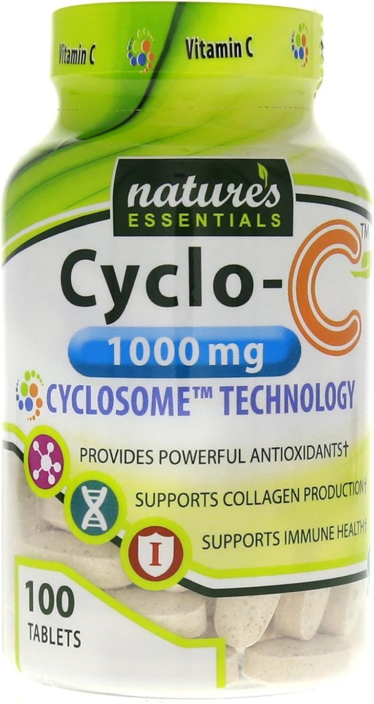 NATURE'S ESSENTIALS ビタミンC Cyclo-C 1000mg | バイオフラボノイド + Cyclodextrin | アドバンスト・シクロソーム・リポソーム・デリバリー | 非GMO、グルテンフリー、ベジタリアン | 200錠