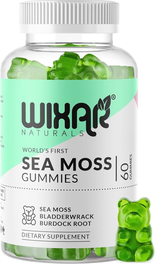 Sea Moss Gummies - Natural Irish Sea Moss and Bladderwrack with Burdock Gummy - 60 Gummies - Vegan - Healthy Immune, Gut & Overall Wellness Support - Herbal Alkaline Supplements