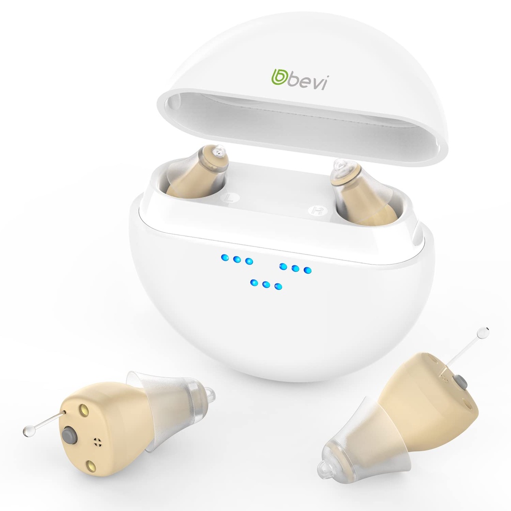 充電ケース付きBEVI 12チャンネルのデジタル補聴器, シニアの大人のための充電式補聴器, ノイズキャンセリングで充電式高齢者のための補聴器, OTC見えない補聴器ベージュ