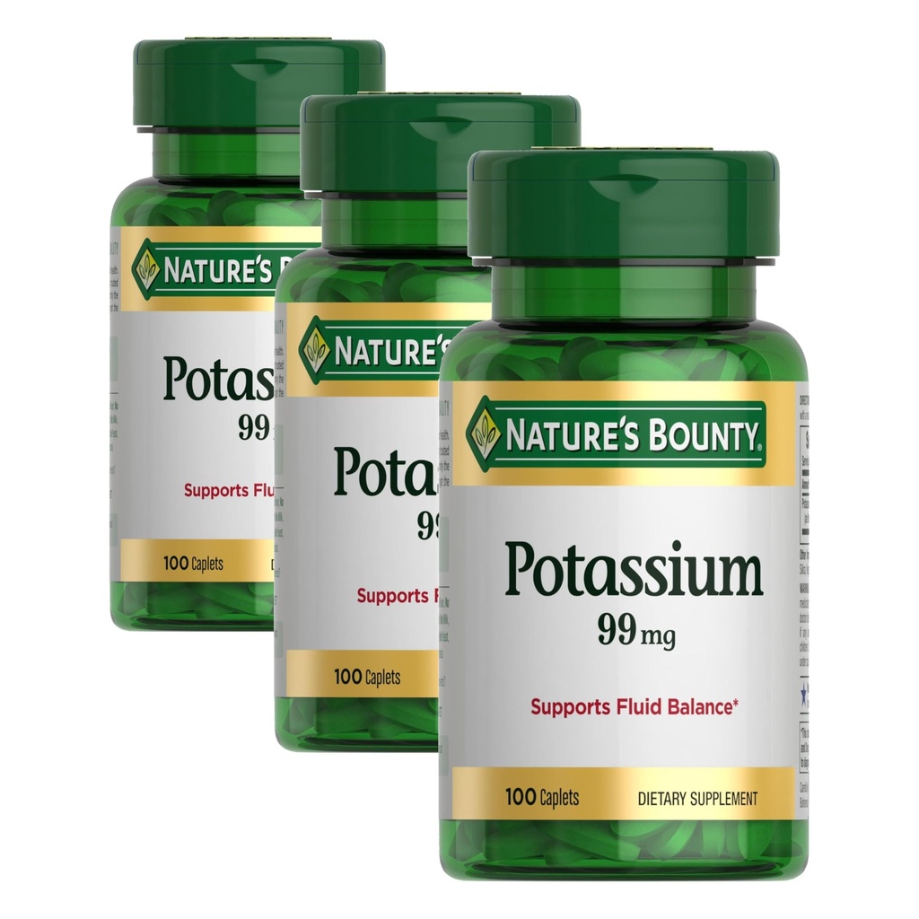 Nature's Bounty Potassiumグルコネート99mg、100カプレット(3パック)