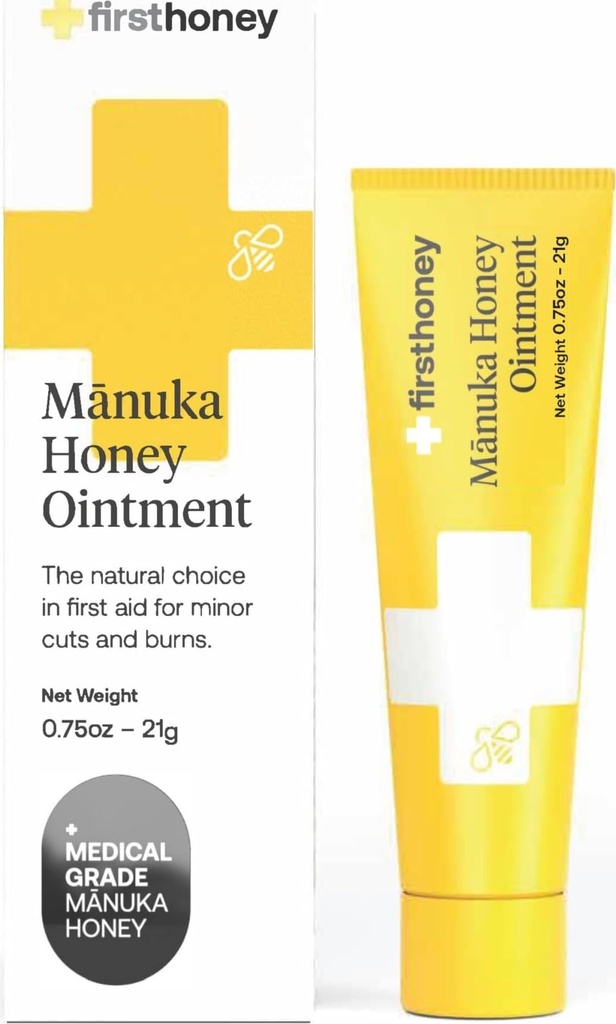 ファースト・ハニー・マヌカ・ウンド・オイントメント [.75oz - 21g] | 急速な傷修理ゲル | 皮膚・火傷の高速救済 | ニュージーランド産のマヌカハニー | 抗生物質フリー・バーン・ケア・スカーゲル・ドレッシング・アイド