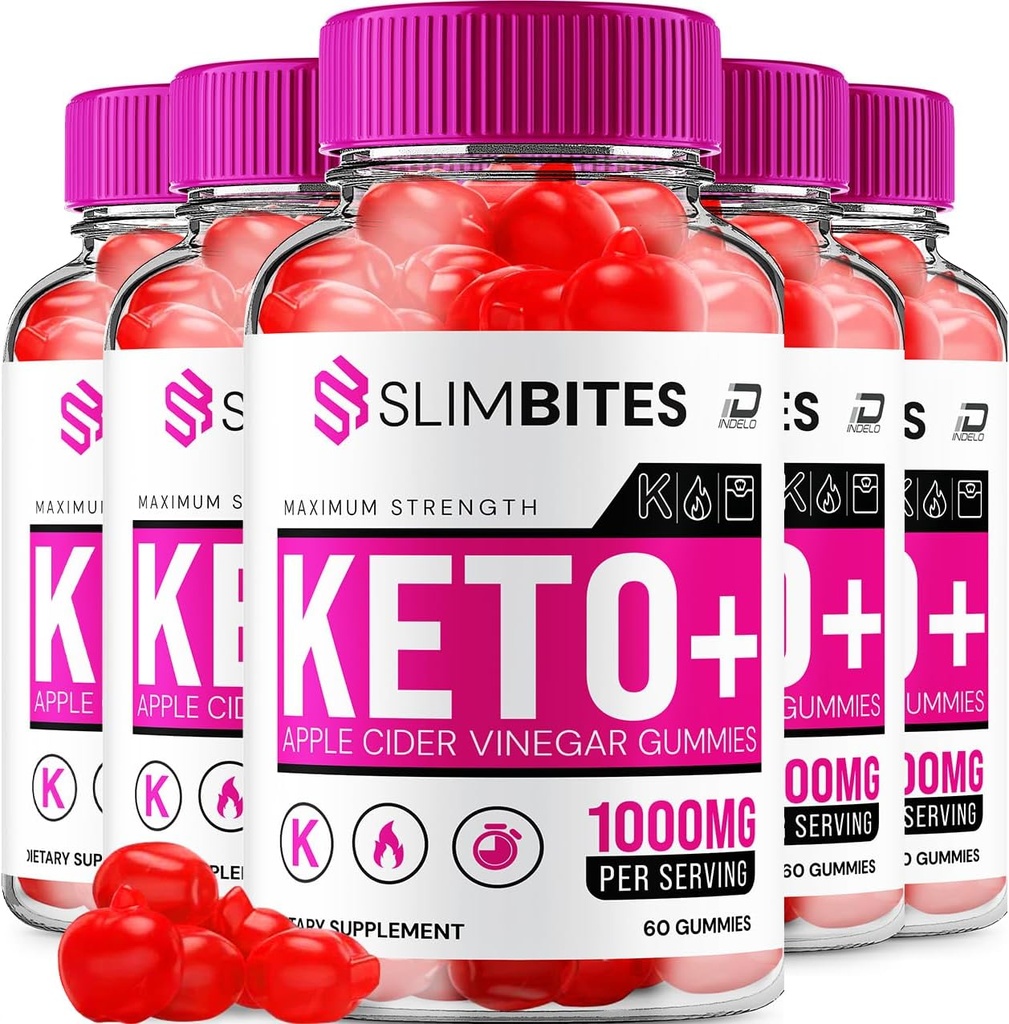 Slim Bites ACV Gummies Supplement - Slimbites Keto + ACV Gummies Apple Cider Vinegar 1000MG, Slim Bites Keto Gummies Reviews, Vitamin B12 (5 Pack - 300 Gummies)