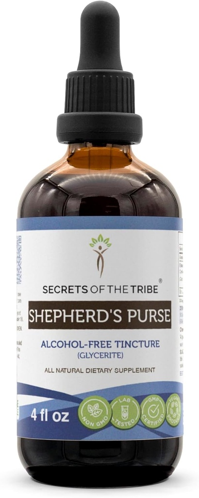 Tribe ShepherdのPurseアルコールフリーの液体エキス、Shepherd's Purse(Capsella Bursa-Pastoris)の秘密はハーブTinctureサプリメント(4 FL OZ)を乾燥しました