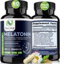 Necstar Melatonin 10mg、大人のための睡眠補助金、Ashwagandha、マグネシウム、L-Theanine、GABA、レモンバームとカモミール睡眠サポートサプリメント、ビーガン、非GMO、グルテンフリー、60カプセル