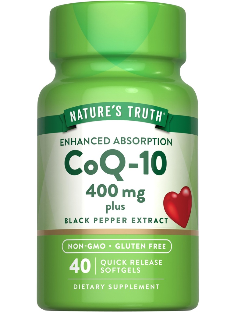 Nature's Truth CoQ10 400mg | Softgels | 最大強度 | 高吸収 | 非GMO&グルテンフリーサプリメント