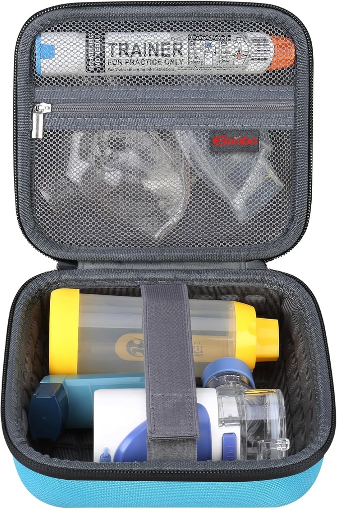 携帯用手持ち型の吸入器Nebulizer機械喘息の吸入器スペーサ、EpiPen旅行薬のキット、手持ち型の網のアトマイザ機械ホールダー袋、ポケットはAuvi Qのベントリン、青に合います
