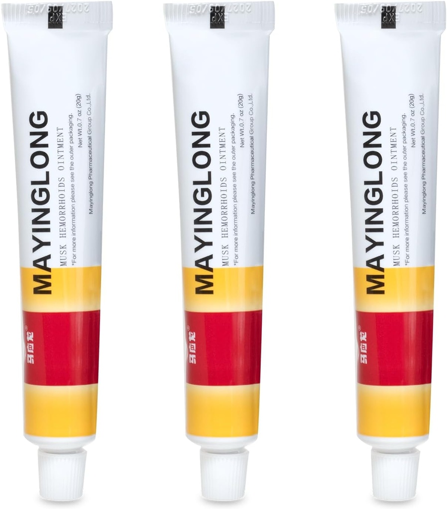 Mayinglongのムスクの痔の軟膏(3 x 20gの管)、60g - Hemorrhoidalの速い救助のための最高の強さの方式、かゆみのかゆみ、燃える及び不快感 - 行為の救助(2.12のozの合計)