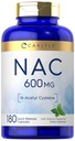 カーライル NAC N-アセチル Cysteine 600mg | 180カプセル | ピーマント付き | 無料のフォームサプリメント | 非GMO、グルテンフリー