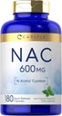 カーライル NAC N-アセチル Cysteine 600mg | 180カプセル | ピーマント付き | 無料のフォームサプリメント | 非GMO、グルテンフリー