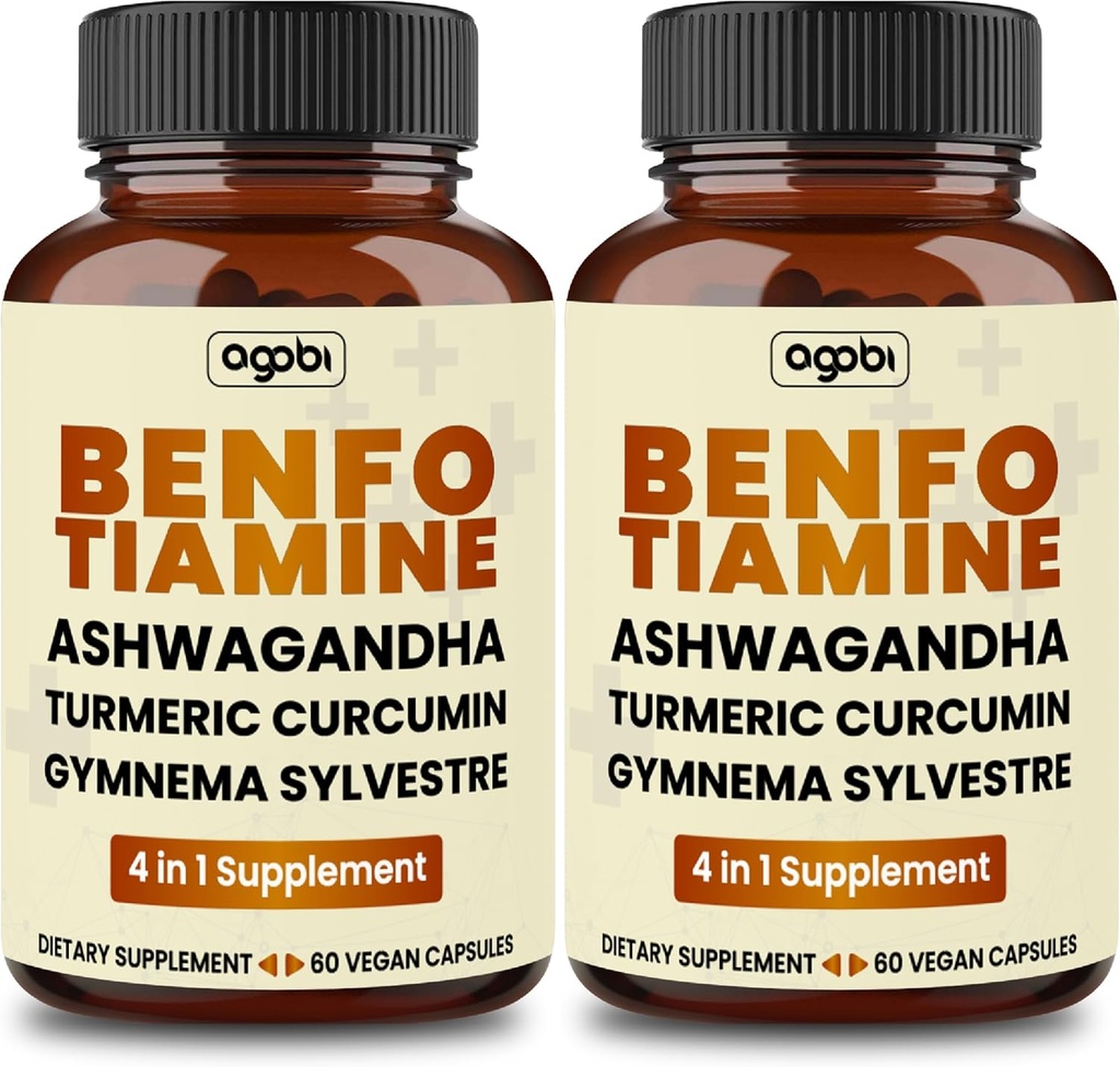 Benfotiamine 600mgの補足-消化器系、エネルギー生産及び免疫のための2か月-混合されたターメリックのクルクミンの根、Ashwagandhaの根及び有機性体操のSylvestre - 60カプセルの2パック