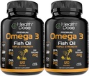 健康ドーズオメガ3フィッシュオイル - EPA&DHAとレモン風味のソフトゲル - 脳、心臓、ウェルネスサポート - 消化しやすい、魚のバープ - 120ソフトゲル、2のパック