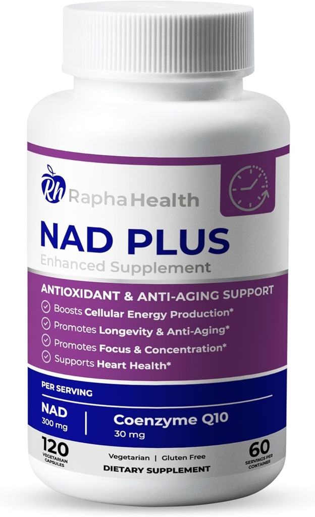 NAD | アドバンストエネルギー・アンチエイジングフォーミュラ | NADとコエンザイムQ10で | ハート&認知健康をサポート | 120カプセル - 60日の供給