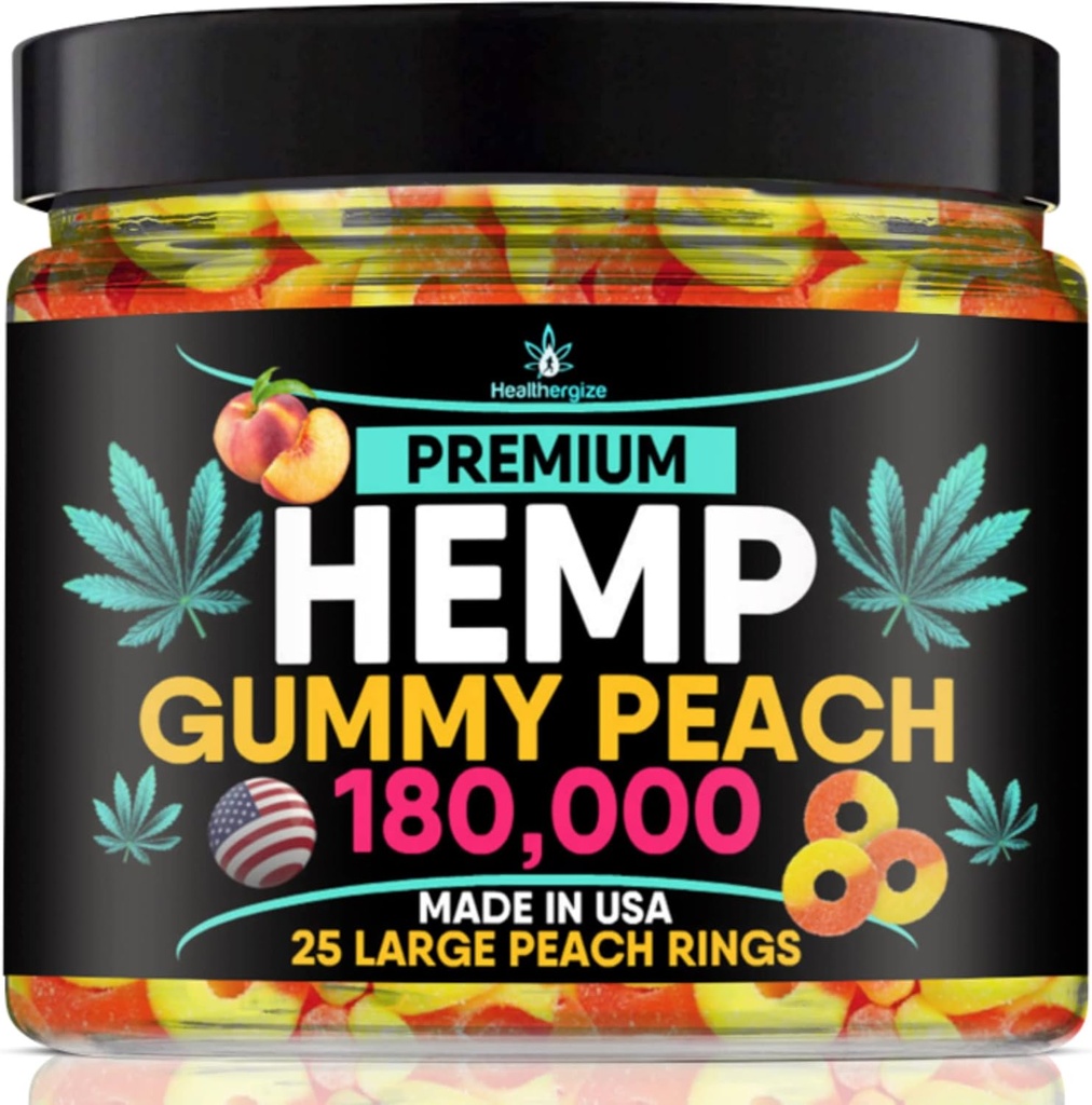 Hemp Gummies-Premium Peach Rings-Fresh と フル Flavor-Natural Hemp Oil Gummy-Great for Back, ネック, ニー, 筋肉, ジョイント, カルム, リラックス, 米国での不快感