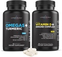 Livingood Daily Essentials Bundle - Powerful Supplement of Omega 3-6-7-9 Plus Turmeric Paired with Vitamin D3 K2, Magnesium, Probiotic Blend and More
