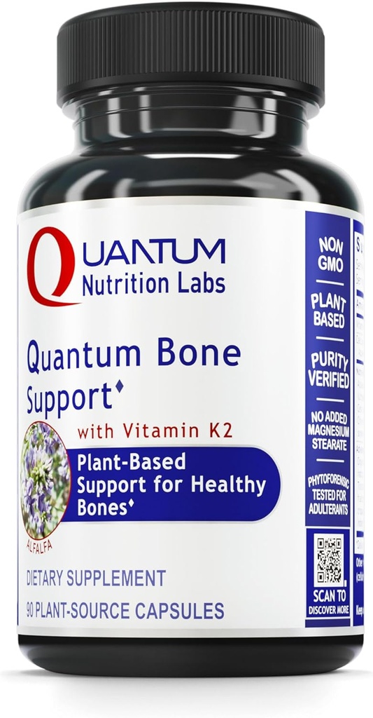 Quantum Nutrition Labs Quantum Bone Health - 骨の健康ビタミン、女性と男性のための骨の強さサプリメント、発酵ビタミンK2、骨の健康サポート - 90カプセル