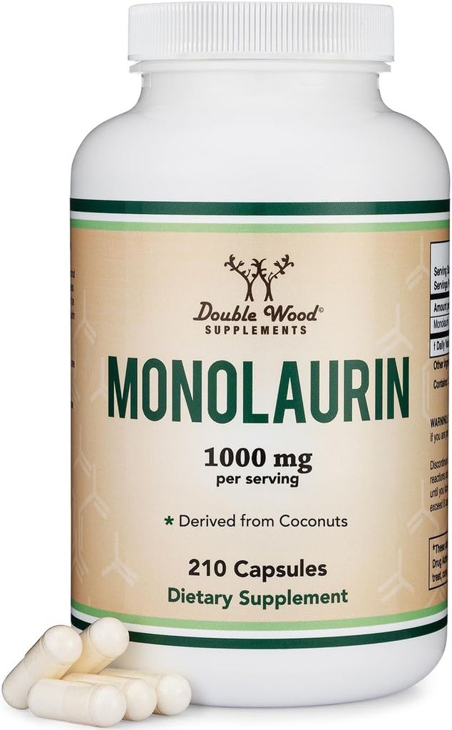 Monolaurinの免疫サポートはサービングごとの1,000mg、210のカプセル(安全な、非GMO、グルテンフリーを始めて下さい)大人のための免疫のブースター、二重木による免疫システム防衛を補います