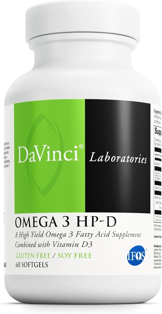 DAVINCI Labs Omega 3 HP-D - 免疫システム、健康な関節と心血管および皮膚の健康をサポートするためのサプリメント* - ビタミンD3ともっと - グルテンフリー - 60 Softgels