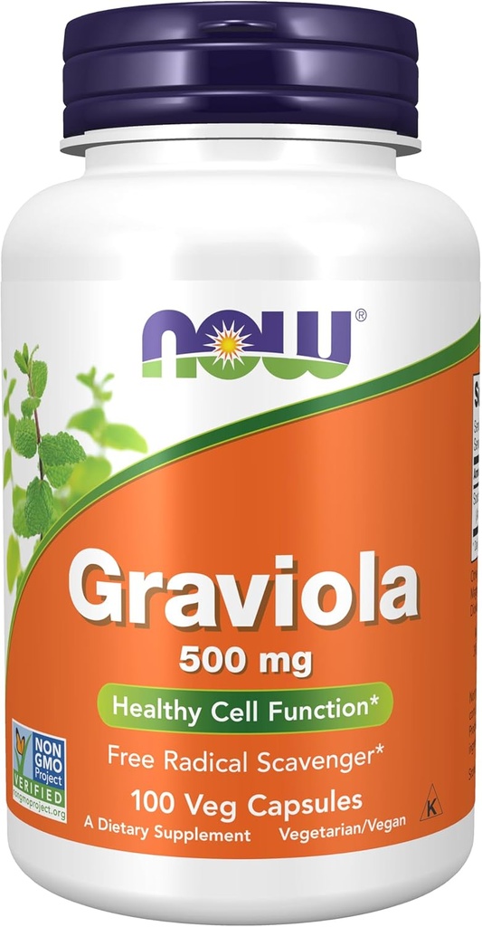 NOW Foods Supplements, Graviola (Annona muricata) 500 mg, Healthy Cell Function*, 100 Veg Capsules