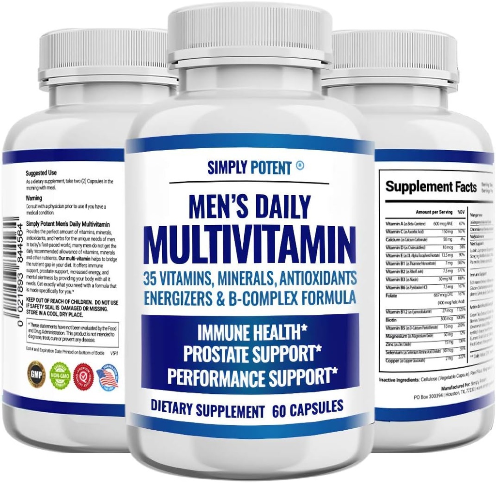 単に男性のための一時的なMultivitamin、ミネラル及び酸化防止剤、ビタミンA C D E、Biotin B12 Folate亜鉛マグネシウム及びエネルギー、焦点、免疫及び前立腺の健康、60のためのパルメットを見ました