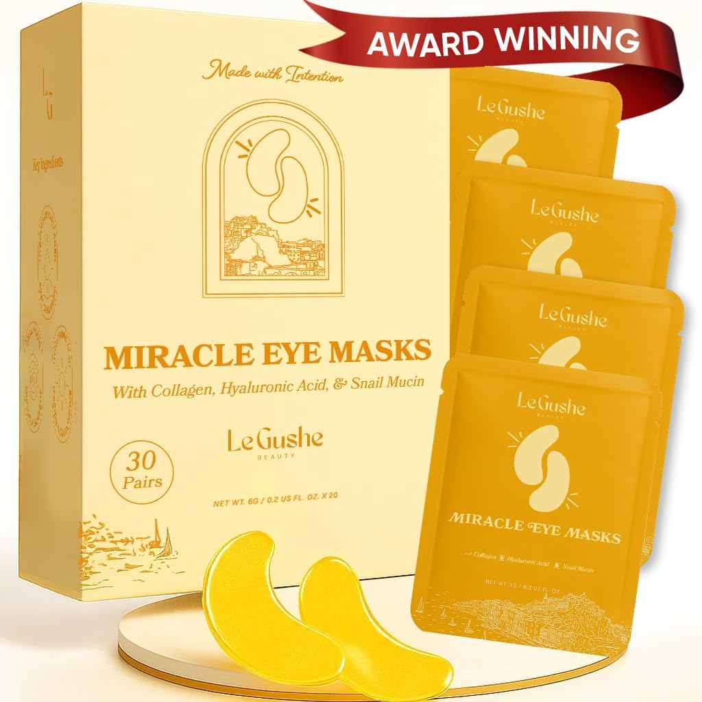 LE GUSHE Gold Under Eye Patches for Puffy Eyes and Dark Circles (30 Pairs) - Snail Mucin の目のマスクの下の水和のコラージュ - 女性のケアと男性 - Bridesmaid Gifts
