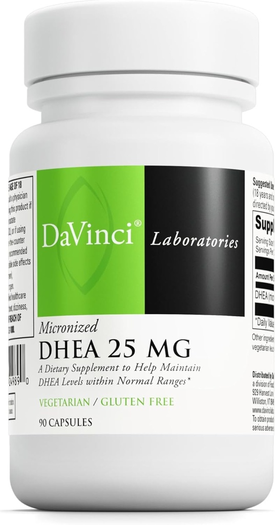 DAVINCI Labs Micronized DHEA 25 mg - 免疫システム、甲状腺の健康と健康なホルモンレベルをサポートする栄養補助食品* - 25 mgの微粉化DHEA - グルテンフリー - 90ベジタリアンカプセル