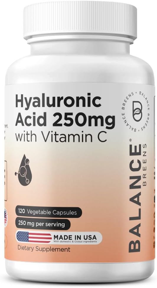 ビタミンC 50mgの純粋なHyaluronicの酸の補足250mg、120のビーガン カプセル-自然な白熱、毛、釘、骨及び接合箇所の健康の方式のための皮の水和