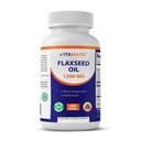 Vitamatic 亜麻仁油 1200 mg – 120 Softgels 冷間圧亜麻仁油 675 mg ALA オメガ-3 – 心臓の健康と全体的なウェルネスをサポート