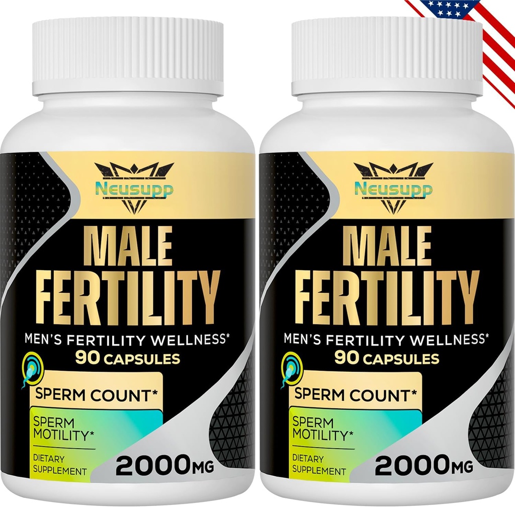Fertility Supplements for Men, Male Prenatal Vitamins -Optimal Sperm Count, Motility and Strength, 2000MG Mens Fertility Supplements with Maca Root for Conception - Packs of 2