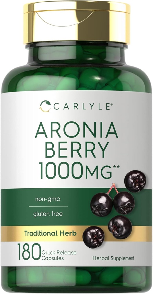 キャラリアアロニアベリーカプセル1000mg | 180丸薬 | チョークベリーエキス | 非GMO&グルテンフリーサプリメント