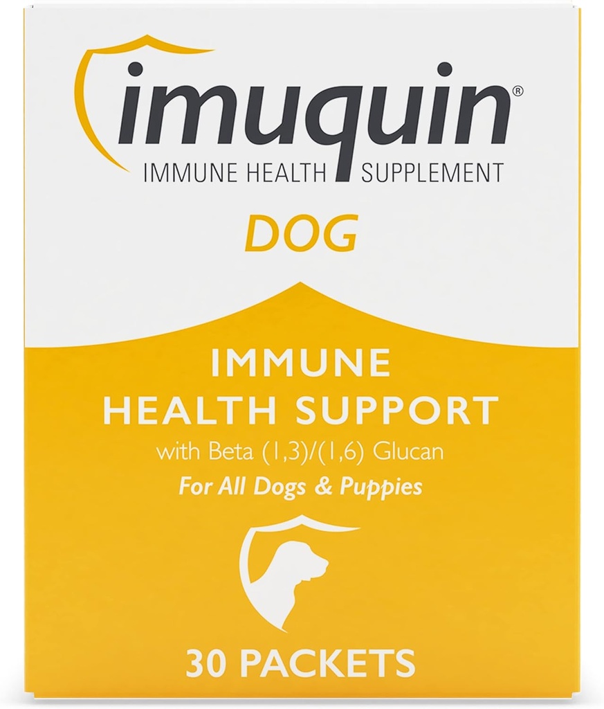 犬と子犬のためのNutramax Imuquin免疫健康サプリメントパウダー - ベータグルカン、マリンリピッド、ビタミン、ミネラル、30パケット