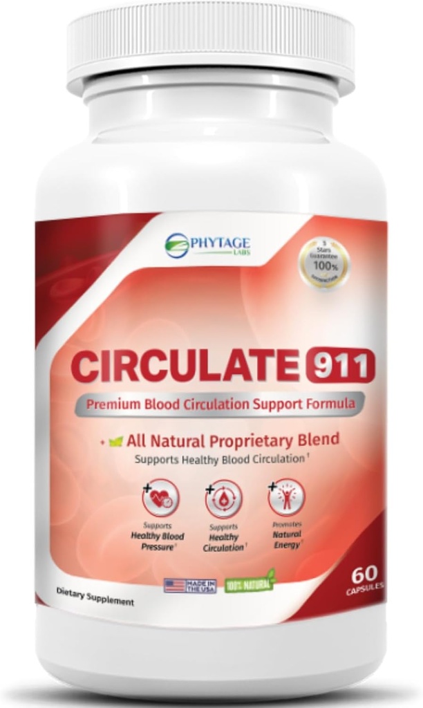 Circulate 911 Supplement - Blood Flow Support Natural Antioxidant & Immune Support, Healthy Blood Pressure - 60 Capsules