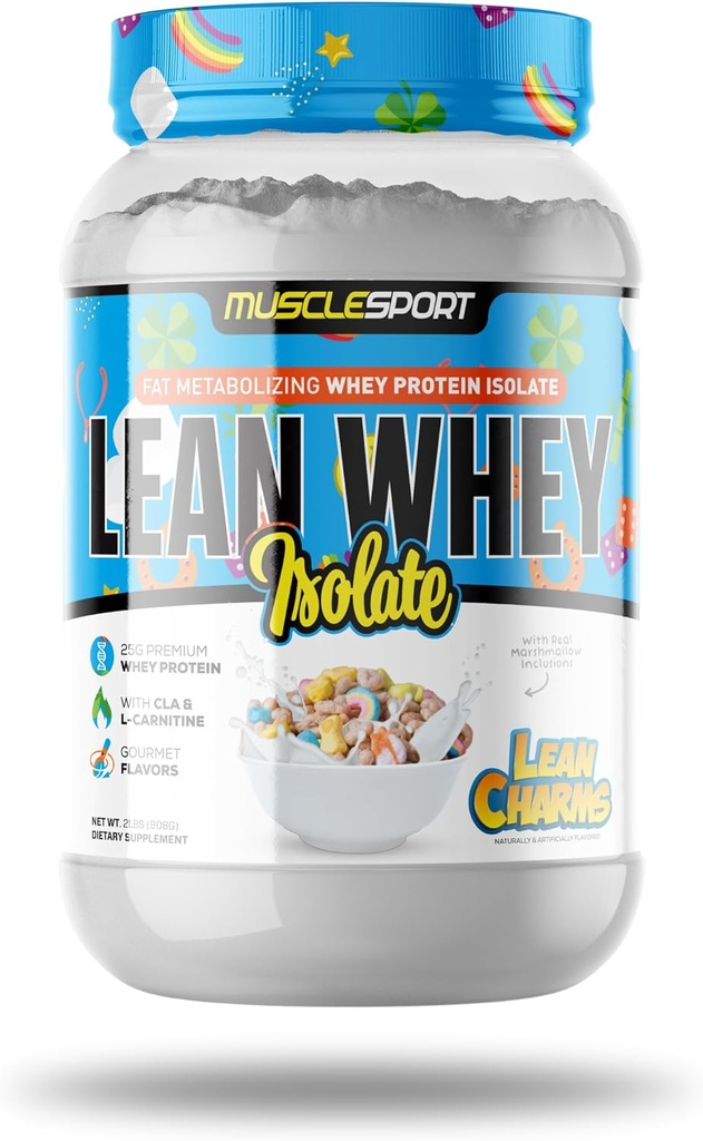 Musclesport Lean Whey RevolutionTMプロテインパウダー - Wheyプロテインアイソレート - 低カロリー、低炭水化物、低脂肪、信じられないほどの味 - スコープ当たり25gプロテイン(2lb、リーンチャーム)