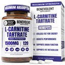 Benevolent Lカルニチンサプリメント - 高効力1500mg L-カルニチンタル酸塩 - 高速吸収、脂肪をエネルギーに変換、リーンマッスルをサポート、ブーストワークアウトパフォーマンス&代謝 - 120ビーガンカプセル