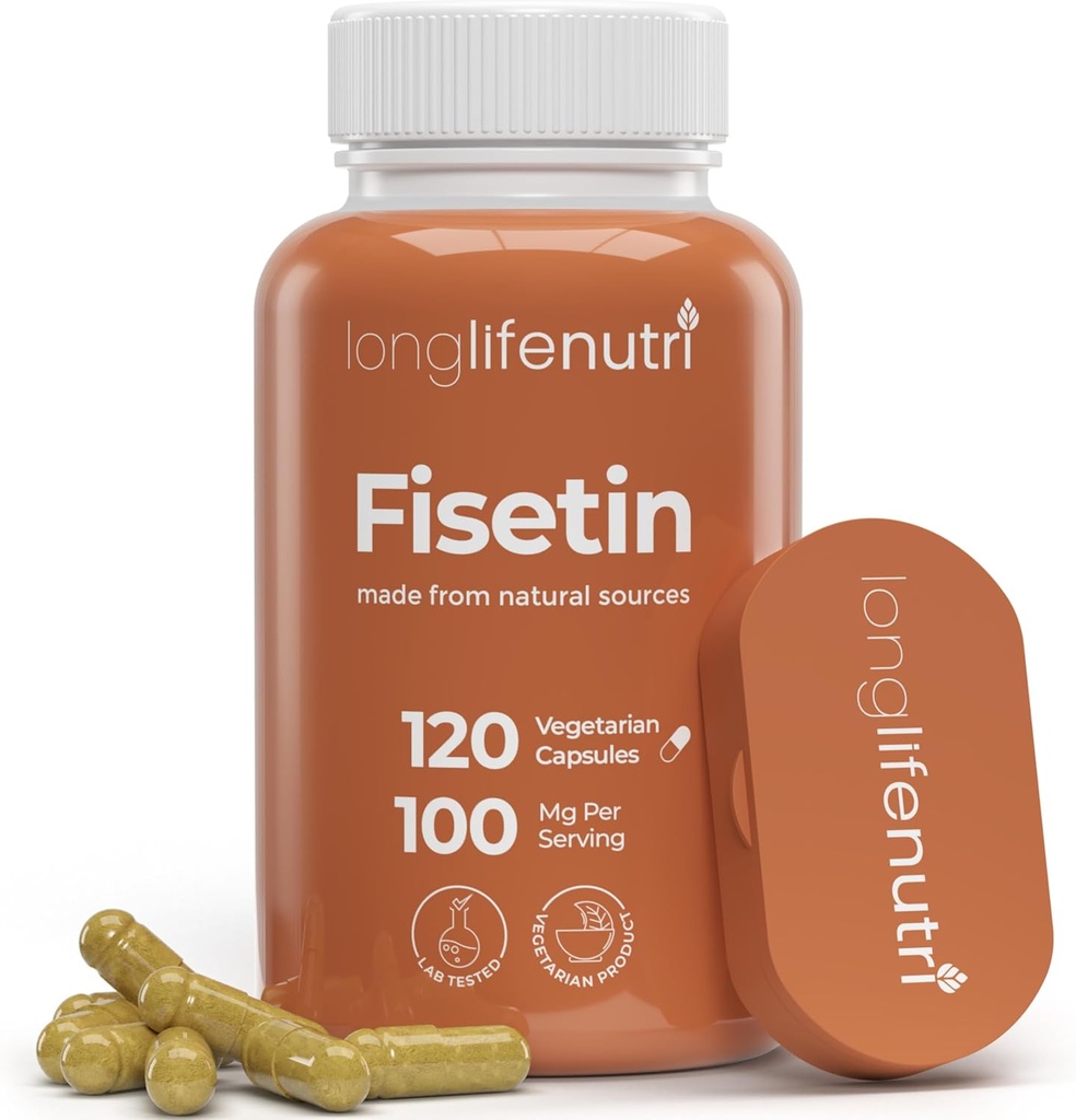 Fisetin 100mg - Rhus Succedaneaの茎のエキス、120のベジタリアンのカプセル、老化及び長寿のためのSenolyticの補足、4か月の供給、有機性、GMPは、米国で作られました