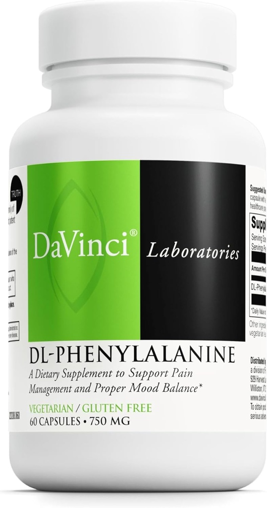 DAVINCI Labs DL-Phenylalanine - コンフォート、バランスおよび不快感を支えるアミノ酸の食事療法の補足* - サービングごとの750のmg DL-Phenylalanineと-グルテンフリー- 60のベジタリアンのカプセル